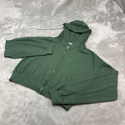 Sudadera con Capucha Gilly Hicks Recortada Cremallera Completa Verde Tejido Waffle XS Ropa Activa Deportiva Foto 1 de 4