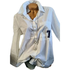 Tamaris Tunika Bluse Damen Langarm Gr. 44 46 Weiß mit Applikation (2 066) NEU - Bild 1 von 8