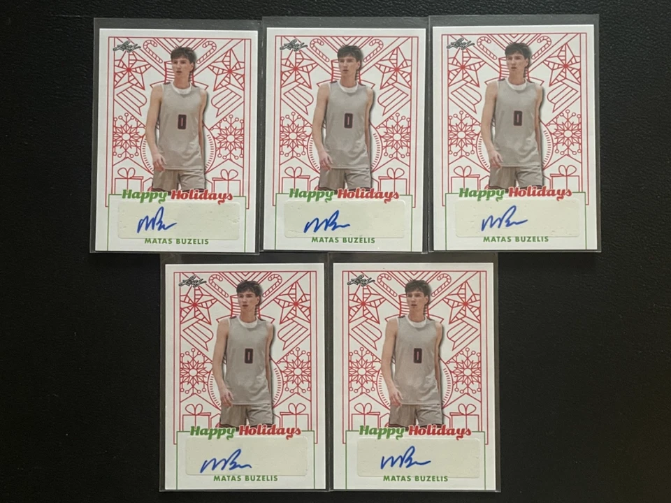 Lote de 5 Leaf Happy Holidays Matas Buzelis 2023 autógrafo automático radiocontrol novato Foto 1 de 1