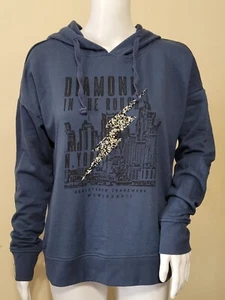 Aeropostale Sweatshirt Large Womens Blue Hoodie Sequin Lightning Bolt Soft - Picture 1 of 9