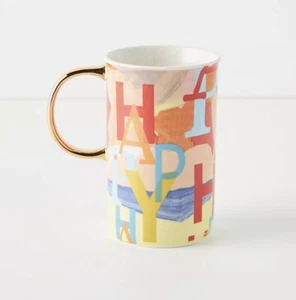 Anthropologie Happy Mug Latte Coffee Tea Stoneware Brand New - Picture 1 of 2
