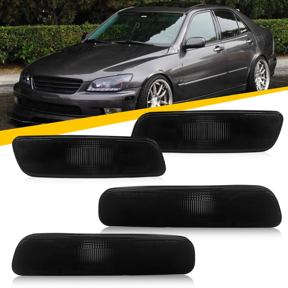 For 2000-2005 Lexus IS300 Front & Rear Smoked Side Marker Bumper Lights Housings - Image 1 of 4
