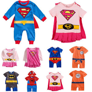 Baby Boys & Girls Superhero Romper Bodysuit Jumpsuit Fancy Party Costume Outfit!