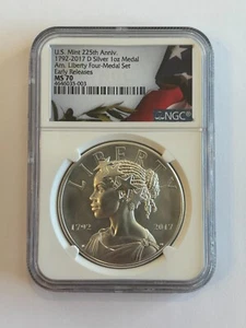 2017 D US Mint 225th Anniversary 1 oz Silver American Liberty Medal NGC MS 70 - Picture 1 of 2