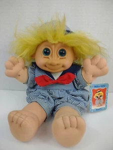 Vintage Russ Good Luck Troll Kidz Doll Plush Toy Tag Skippy Sailor 11" tall - Bild 1 von 6