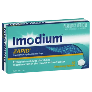 Imodium Zapid 12 Dissolving Tablets Relieves Diarrhoea Bowel Function - Picture 1 of 2