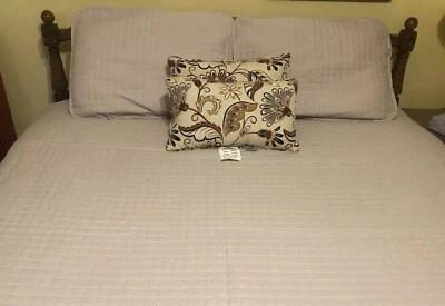 Nuevo Juego de Edredón Bordado Cuadrados Reversibles Southshore Queen en Gris Pálido Nuevo Foto 1 de 4