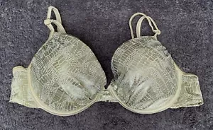 DEBENHAMS 36B padded REPTILE PRINT balcony BIKINI TOP wired METALLIC GREEN vgc - Picture 1 of 5