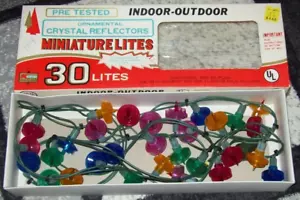 Vintage ornamentale cristallo riflettori miniatura 30 lites ~LUCI ALBERO DI NATALE - Foto 1 di 4