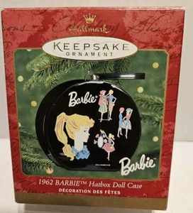 2000 Hallmark Keepsake Barbie 1962 Black Hatbox Doll Case Christmas Ornament New - Picture 1 of 10