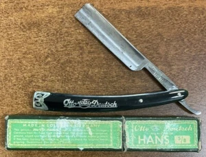 Otto Deutsch’s Hans Germany Dark Translucent Green Handle Straight Razor w/Box - Picture 1 of 8