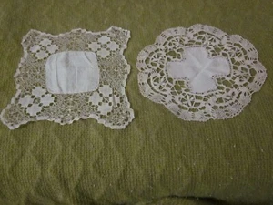 Lote de tapetes antiguos de filete de encaje y bobina Cluny borde de encaje - Imagen 1 de 15