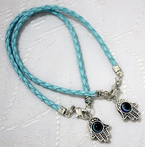 Lot 2 MAIN HAMSA contre MAUVAIS ŒIL Bracelet cordon CIEL Pendentif CHANCEUX