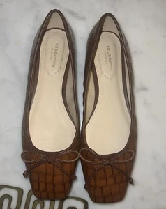 Liz Claiborne Flushing Cognac Croc Loafers Slip On Brown Flats Women’s 9M - Picture 1 of 3