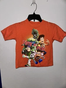 Disney Licensed Kids Toy Story T-Shirt 4T 5T Orange Vintage Buzz Lightyear Woody - Picture 1 of 6