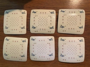 Vintage 80’s Square PVC Country Goose Coaster Set Of 6 - Picture 1 of 6