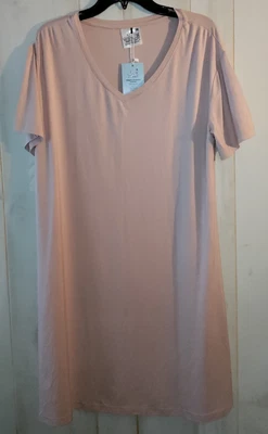 全新带标签女式 Willie J's Light Dusty 玫瑰超柔软针织睡衣 L 码 — 第 1/3 张图片