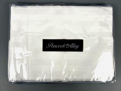 Sábana bajera plana Peacock Alley rayas damasco blancas 100 % algodón egipcio Foto 1 de 2