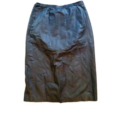  Via Accenti черная кожаная юбка размер (H4) 22/24 винтажный 70-х - Изображение 1 из 4