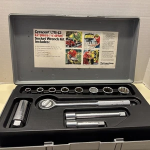 12 Pc Crescent (LTB-12)3/8”Drive Socket Set Plastic Case/ Chrome Alloy Steel. - Picture 1 of 13