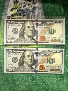 Consecutive Serial Number $100 Dollar Bills Uncirculated - Picture 1 of 2