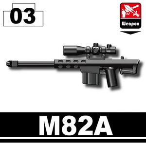 M82A .50 Black Caliber Sniper Rifle compatible with toy brick minifigures - Picture 1 of 1