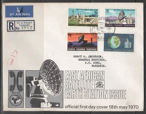 Kenia Uganda Tanzania FDC 1970 Estación Terrestre Satélite África Oriental - Imagen 1 de 2