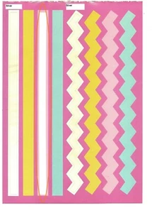 Various Block, Line & Zig Zag Shape Stickers Green, Pink, Yellow, Silver 1 Sheet - Picture 1 of 1