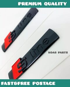 2x Audi S-Line Gloss Black Badge Sticker Side Wing Emblem Fender TT RS Sline