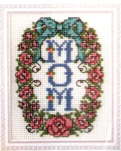 Cross stitch KIT Mom Mother Greeting Card Frame Envelope VNTG - Picture 1 of 3