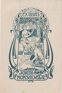 Original vintage Art Nouveau-Jugendstil exlibris by RENART I GARCIA JOAQUIM - Picture 1 of 2