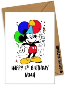 PERSONALISED MICKEY MOUSE BIRTHDAY Card Son Daughter Grandchild Friend P77 - Picture 1 of 1