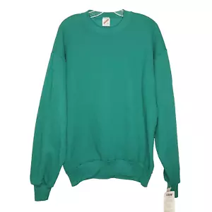 Felpa uomo vintage anni 90 Jerzees L verde giada bianca streetwear USA Russell - Foto 1 di 6