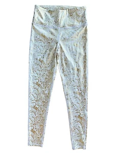 Mono B Gold Shimmering And White Snakeskin Foil Effect Highwaist Leggings Size M - Picture 1 of 8