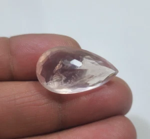 27.75 Crt Amazing Rose Quartz Chekkar Cut Pear Shape Loose Gemstone For Jewelry - Picture 1 of 7