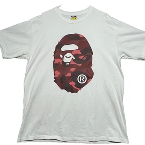 Bape T Shirt Mens 2XL White Cotton Short Sleeve Crew Neck Camo Big Ape Head Tee - Picture 1 of 13