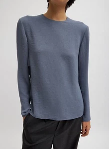 TIBI Pebble Sable Paneled Long Sleeve Top SZ 10 wmns NWT$645 Chrome Grey - Picture 1 of 5