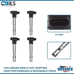 4 Pcs Ignition Coil Fit For Audi A3 2004-2013 2.0L A4 1.8L A5 Q5 Q3 TT RS5 RS4 - Picture 1 of 13