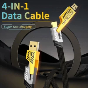 Kabel USB 4w1 typu C 6ft przewód do transmisji danych super szybki kabel ładujący do iPhone'a Samsung - Zdjęcie 1 z 13
