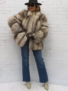 DONNA vero SHOWROOM NUOVO! cappotto giacca pelliccia di volpe fab PELUSH LUX CRYSTAL argento md - Foto 1 di 10