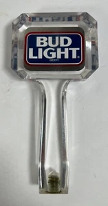Bud Light Beer Tap Handle Acrylic Screw On Clear Red 7” Tall - Picture 1 of 4