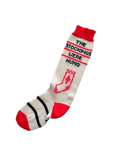 Vintage Knit Christmas Stocking 24” The Stockings Were Hung - Picture 1 of 6
