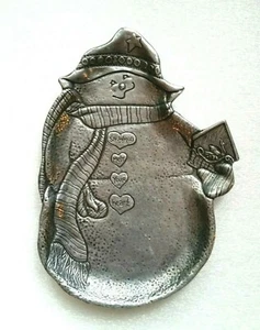 Plato de caramelo Snowman - Carson States metal 10" caramelo de metal, hecho en EE. UU. - Imagen 1 de 8