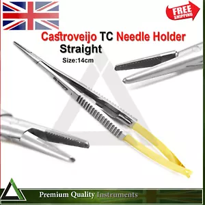 Micro surgical Castroviejo Forceps Straight TC Surgery Suturing Needle Holder - Picture 1 of 3
