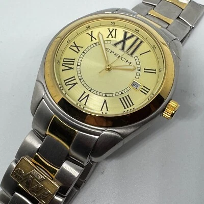 Epoch Quartz Watch Jazz KP-2010 Men 100m Dual Tone Steel Roman Date New Battery - Image 1 of 4