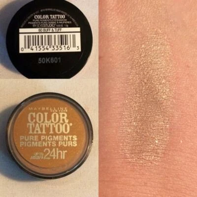 Maybelline Color Tattoo Eyeshadow Duo Lot Pure Pigments 60 Buff & Tuff Full Size - Image 1 of 3