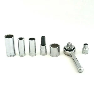 Lot 7 pc Mixed Vintage Ratchet and Sockets Proto USA Japan Crewline Great Neck * - Picture 1 of 10