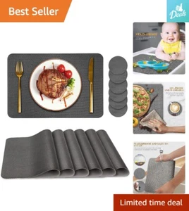 Set of 6 Placemats - Heat Resistant, Non-Slip, Waterproof, Easy to Clean - Grey - Picture 1 of 10
