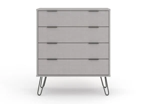 Kommode 4 Schubladen Schlafzimmer Wohnzimmer Aufbewahrung Möbel mit Metallgriffen Grau - Bild 1 von 3