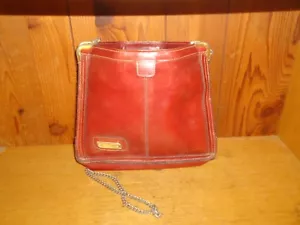 Borsa a mano vintage Phillippe in pelle bordeaux tracolla catena usata - Foto 1 di 6